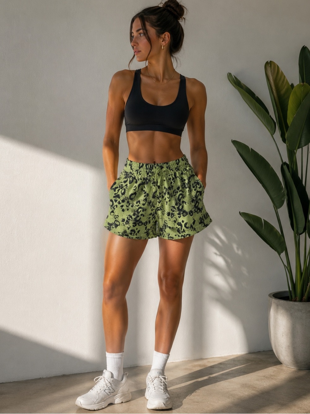 Gymshark Lime Green Animal Print Drawstring Shorts